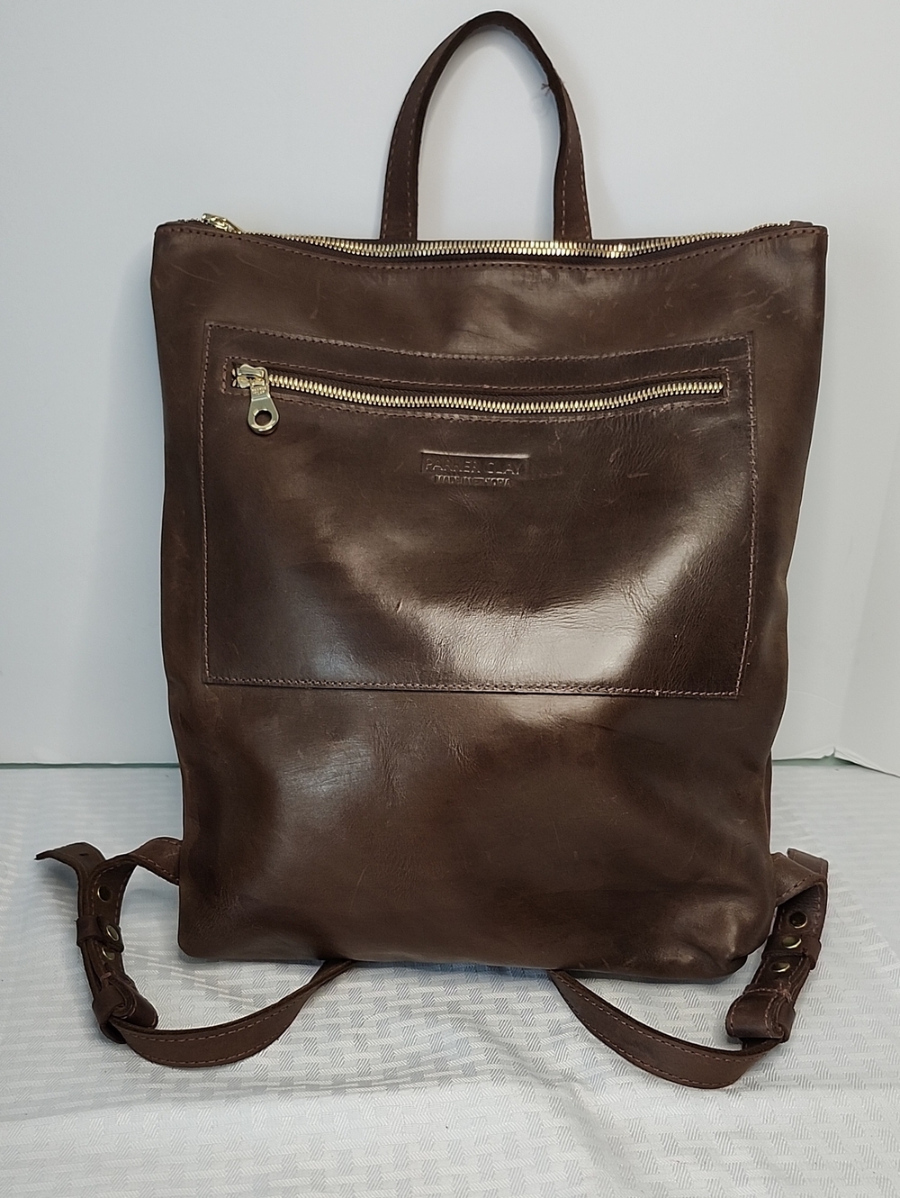 Parker Clay Leather Backpack Dark Brown